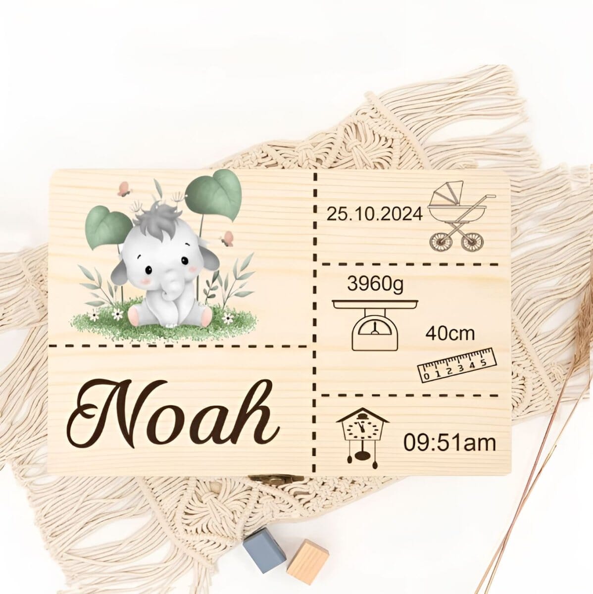 Boite à souvenirs de naissance LBDM Éléphant
