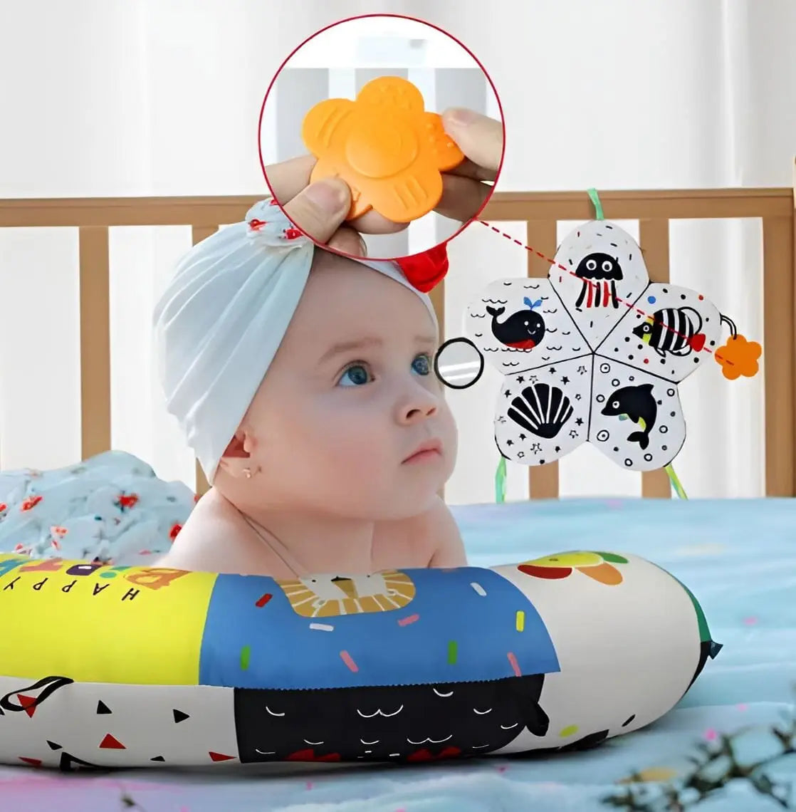 Coussin Sensoriel Montessori pour Nouveau-né, Nourrissons de 0 à 6 Mois Jouets LBDM