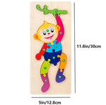Puzzle numéroté en bois coloré avec motifs d'animaux pour tout-petits, jouets éducatifs d'apprentissage Jouets LBDM Singe