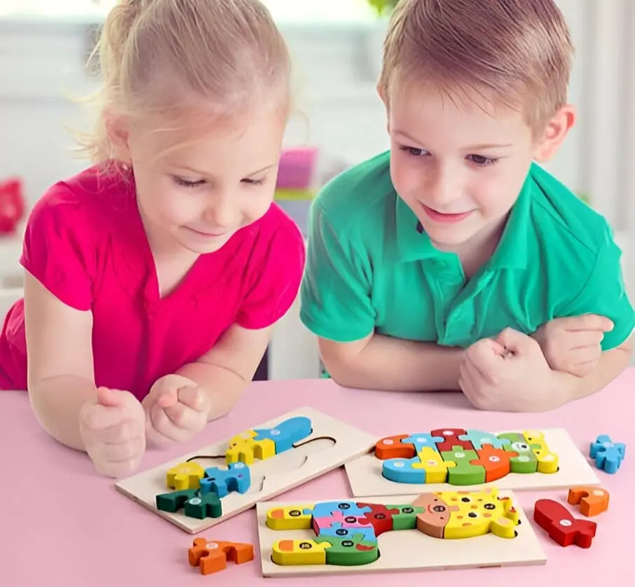 Puzzle numéroté en bois coloré avec motifs d'animaux pour tout-petits, jouets éducatifs d'apprentissage Jouets LBDM