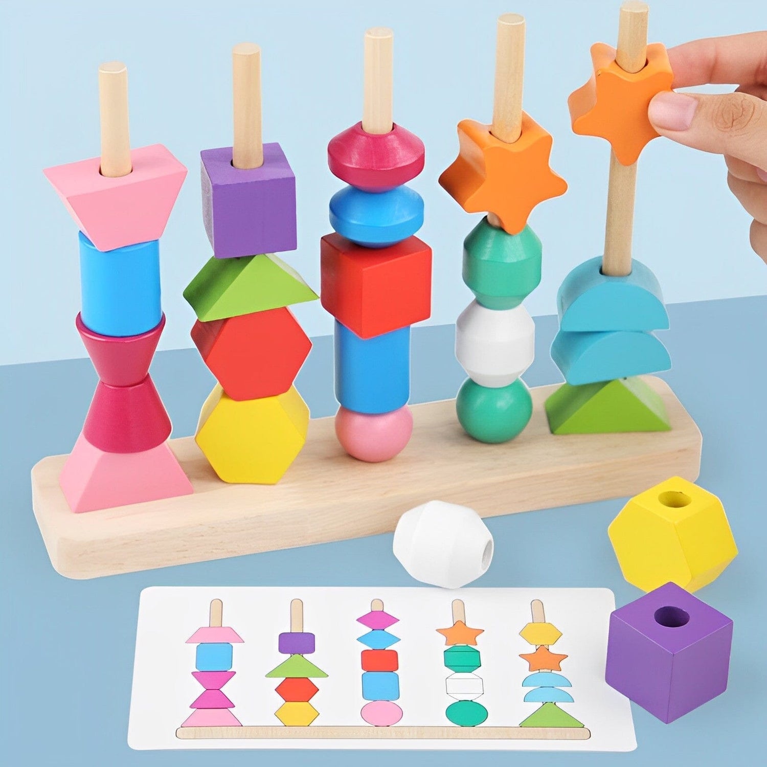 Jouet Montessori perles en bois à empiler Jouets LBDM