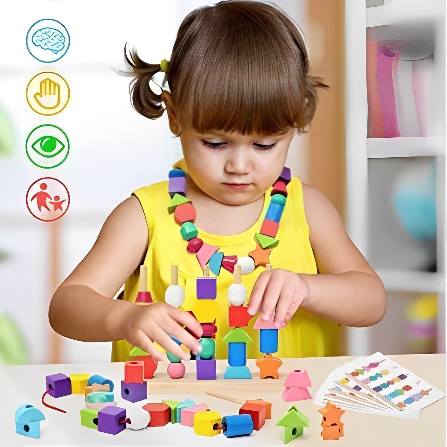 Jouet Montessori perles en bois à empiler Jouets LBDM