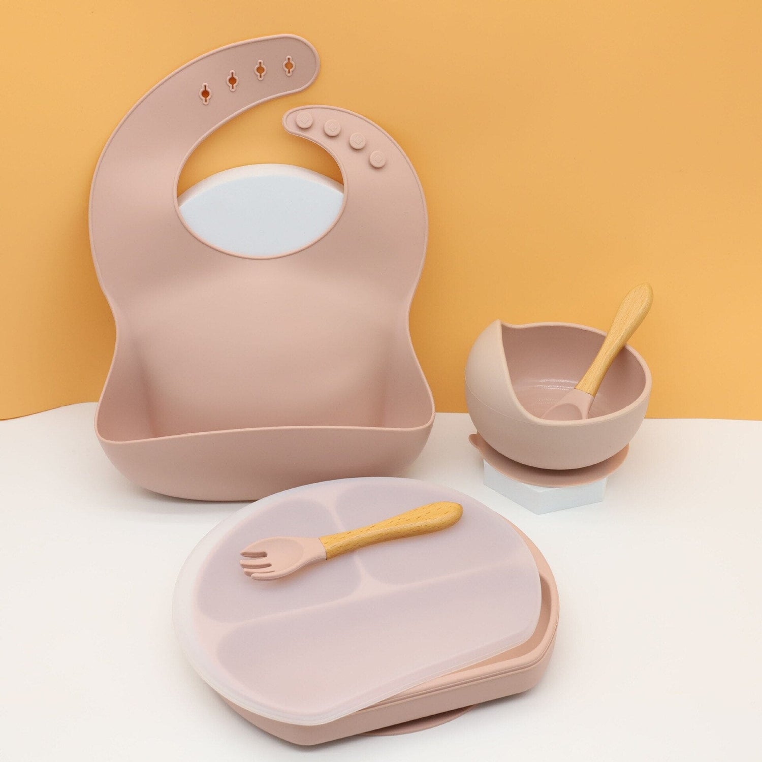 Set 5 Pcs Assiette avec couvercle à isolation thermique 0 La Bulle de Mino Rose Pale