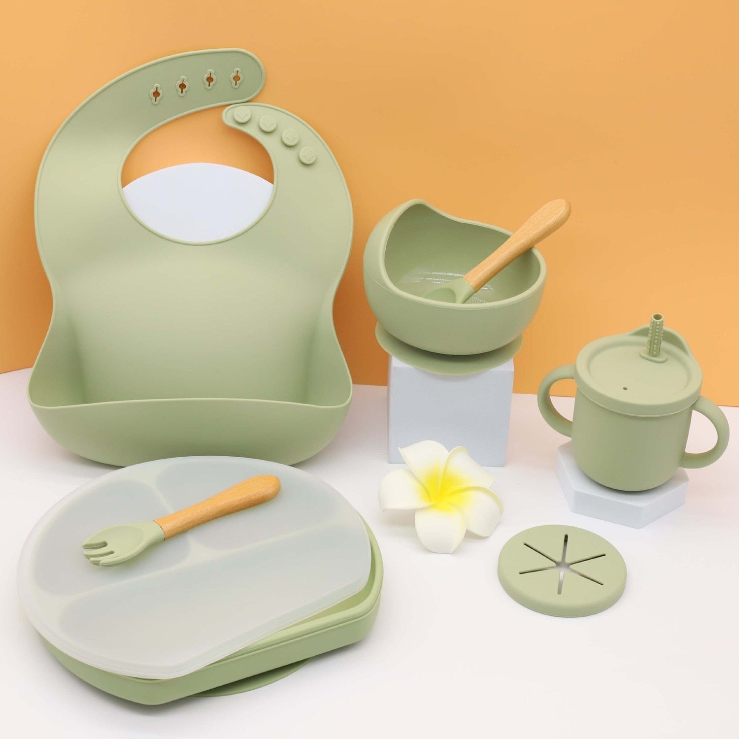 Set 6 Pcs Assiette avec couvercle à isolation thermique 0 La Bulle de Mino Vert