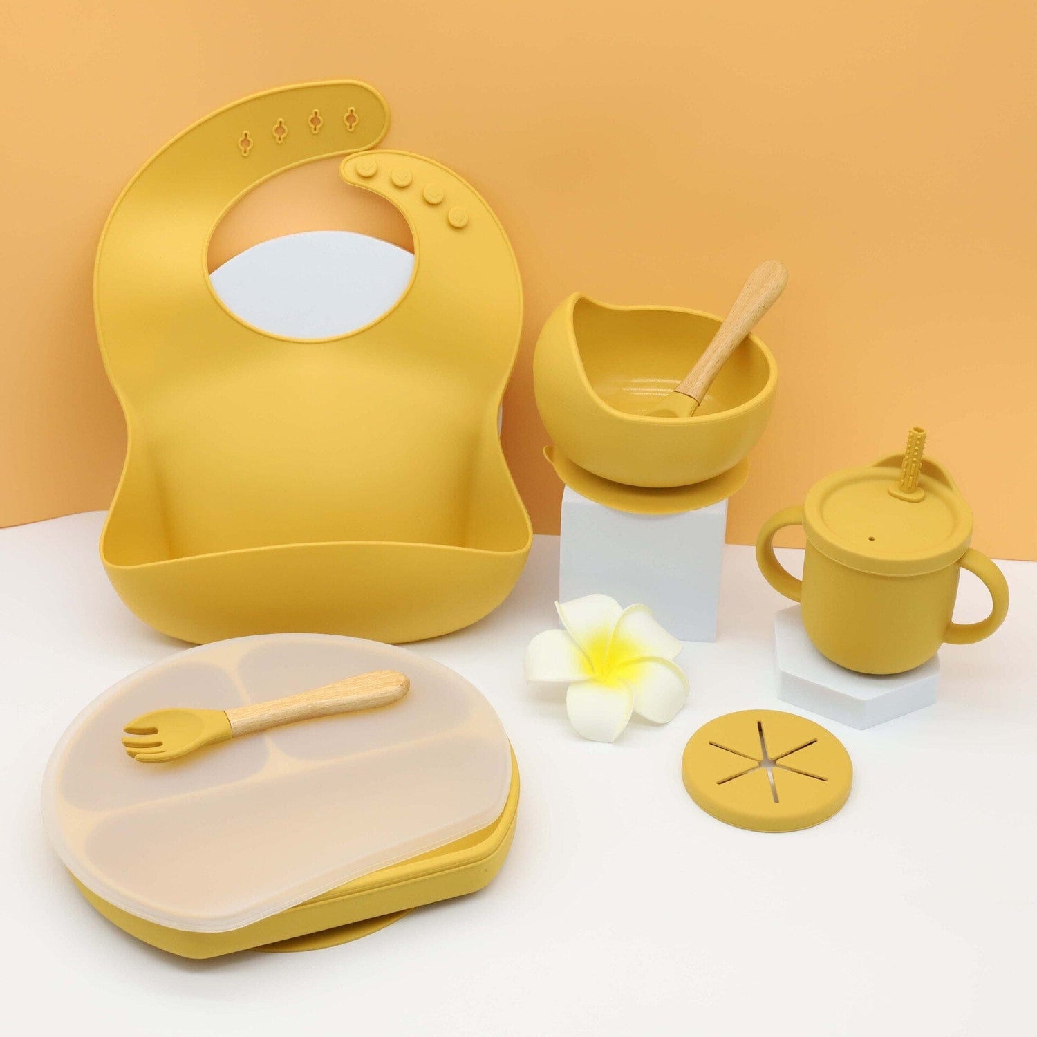 Set 6 Pcs Assiette avec couvercle à isolation thermique 0 La Bulle de Mino Jaune