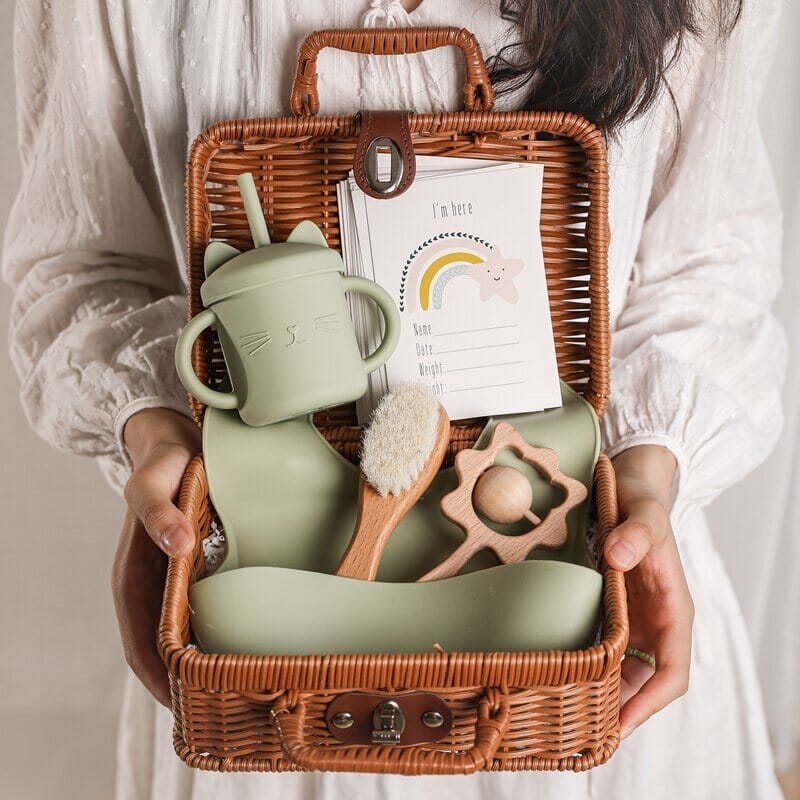 Mon Panier Vintage 0 La Bulle de Mino Set d'Assiette Verte 