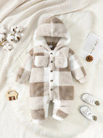 Barboteuse peluche à carreaux – bébé habillé en une seule pièce Barboteuse LBDM 