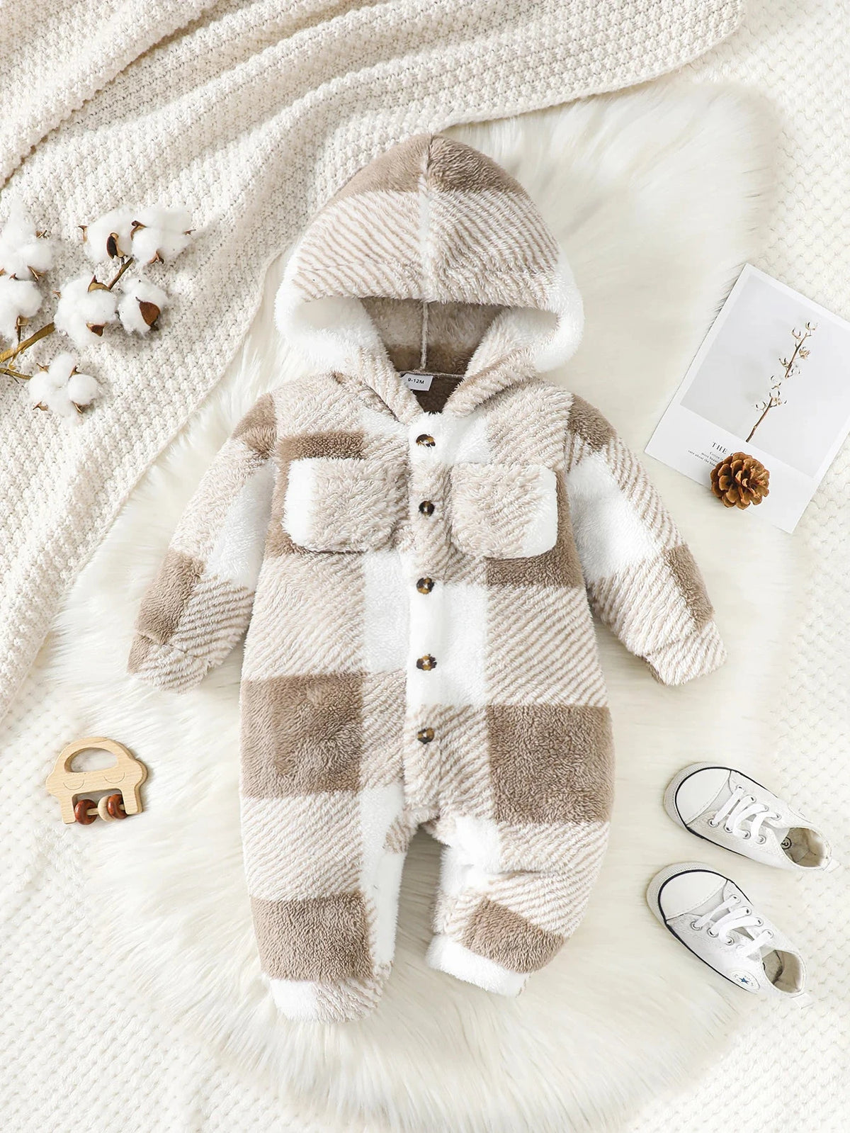 Barboteuse peluche à carreaux – bébé habillé en une seule pièce Barboteuse LBDM 