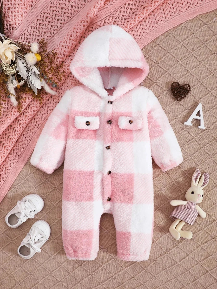 Barboteuse peluche à carreaux - LBDM