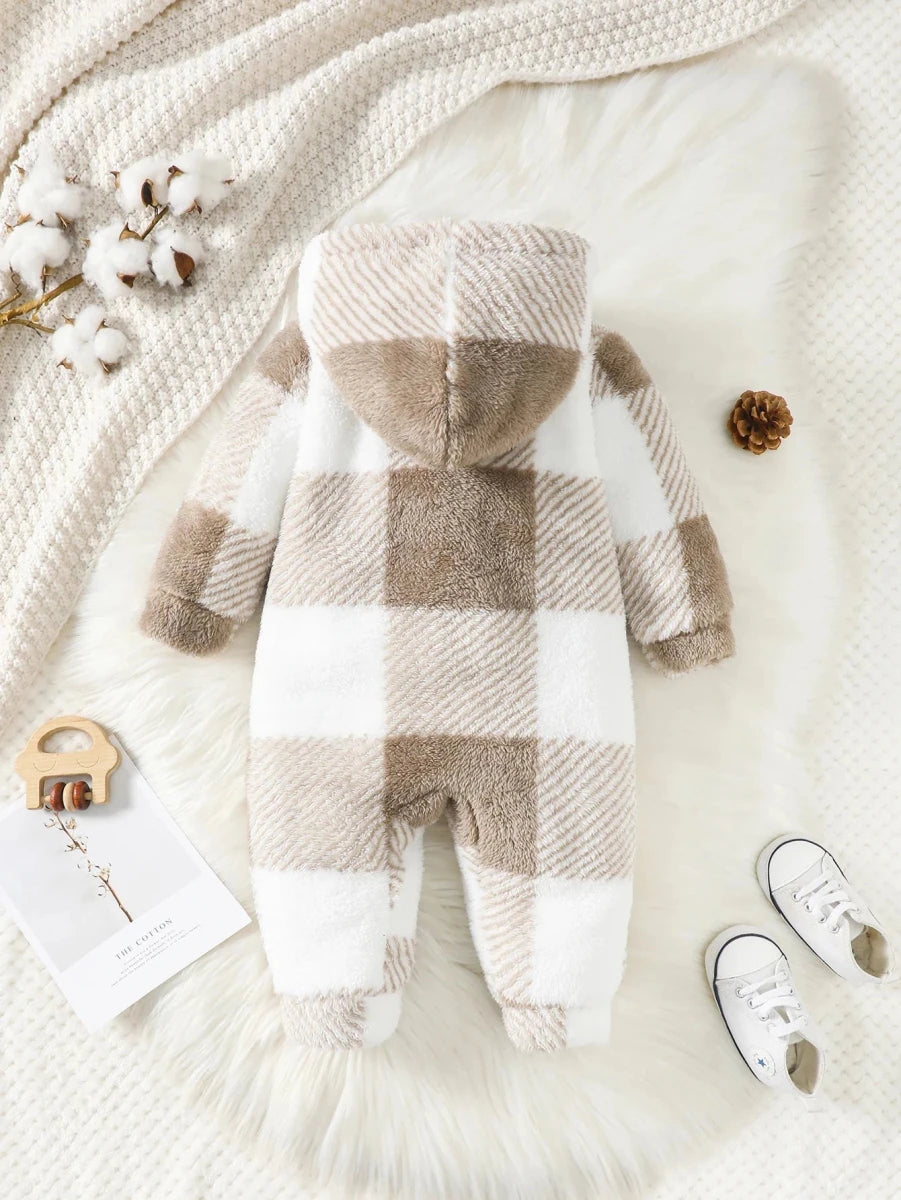 Barboteuse peluche à carreaux - LBDM
