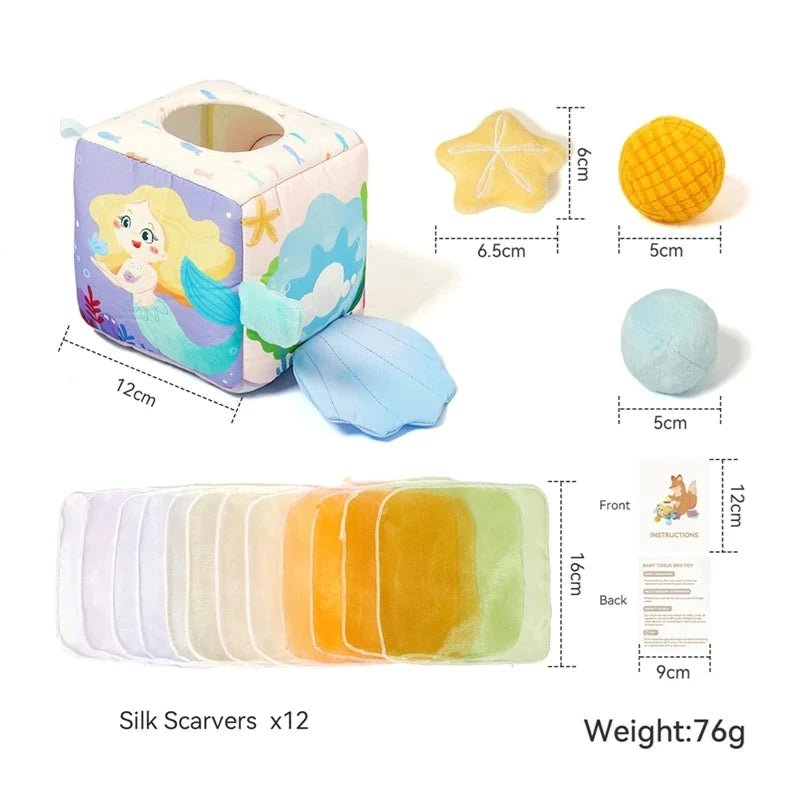 Cube à foulards – pour bébé qui vide la boîte de mouchoirs - LBDM