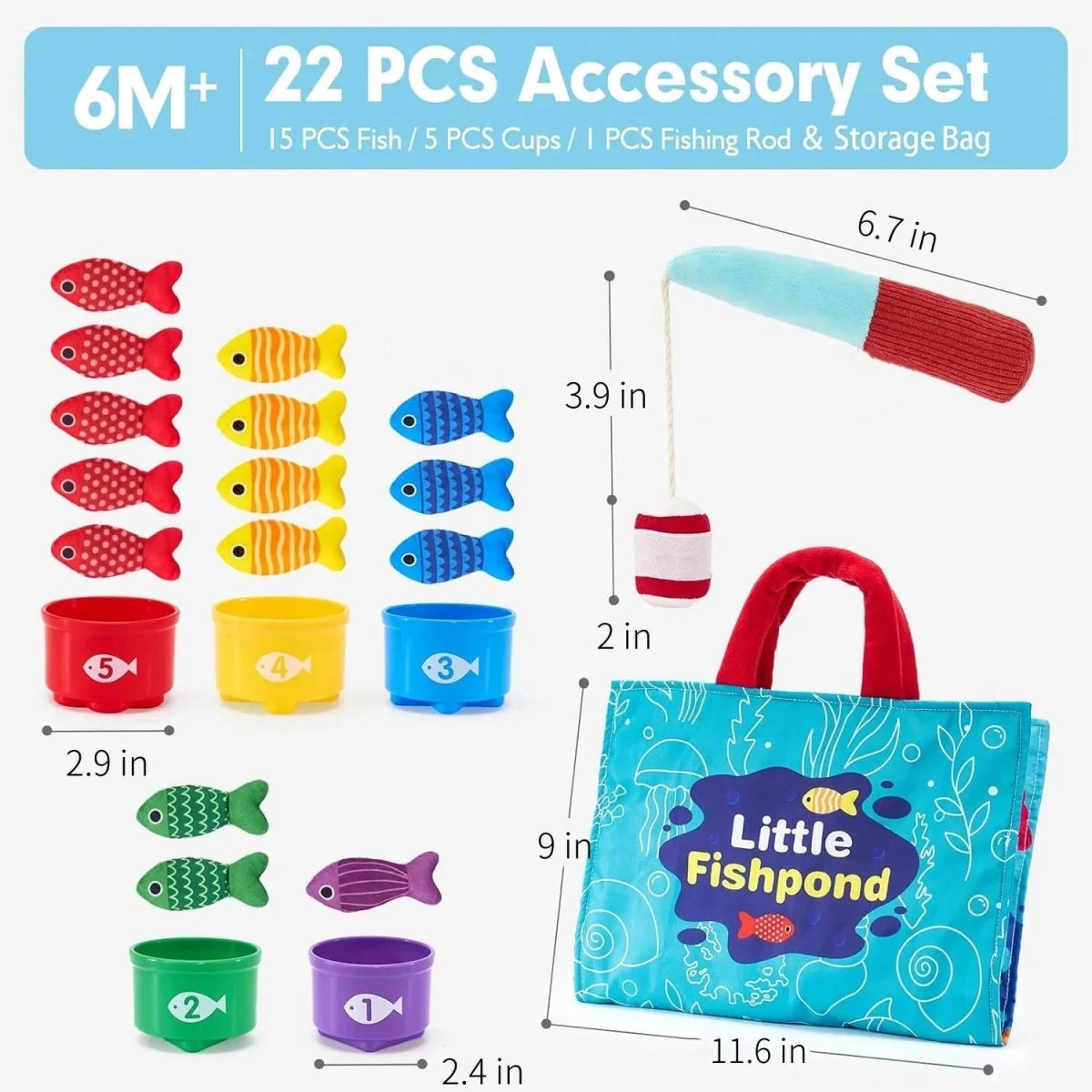 Jeu de pêche en tissu 22 pièces – la pêche sans mouiller les pieds - LBDM