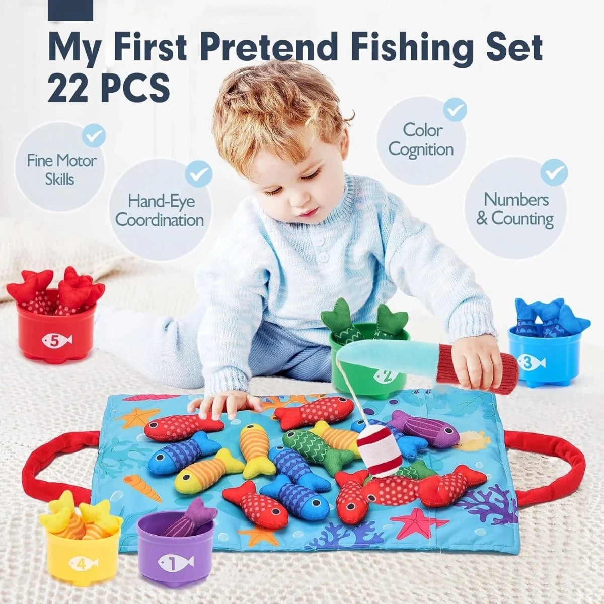 Jeu de pêche en tissu 22 pièces – la pêche sans mouiller les pieds - LBDM