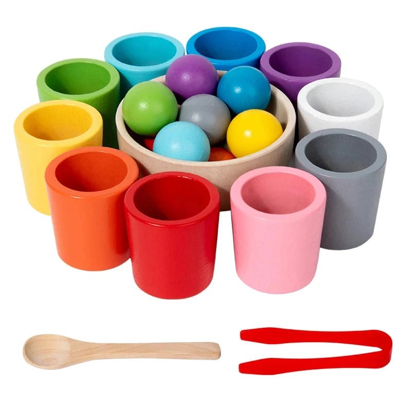 Jeu de tri en bois – 10 gobelets, 10 perles, un moment de calme - LBDM