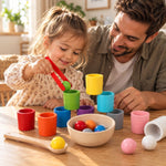 Jeu de tri en bois – 10 gobelets, 10 perles, un moment de calme - LBDM