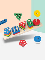 Jeu d'empilage en bois, 5 modèles – tri des formes et des couleurs - LBDM
