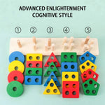 Jeu d'empilage en bois, 5 modèles – tri des formes et des couleurs - LBDM