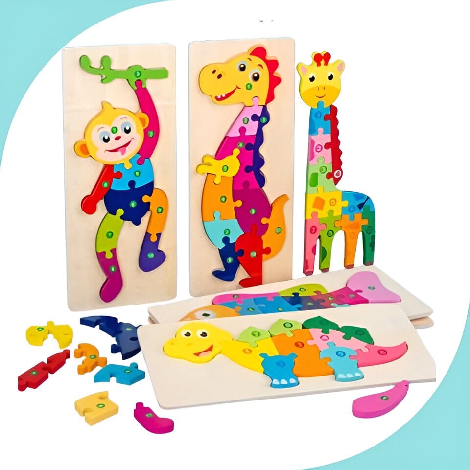 Puzzle numéroté en bois coloré avec motifs d'animaux pour tout-petits, jouets éducatifs d'apprentissage Jouets LBDM 