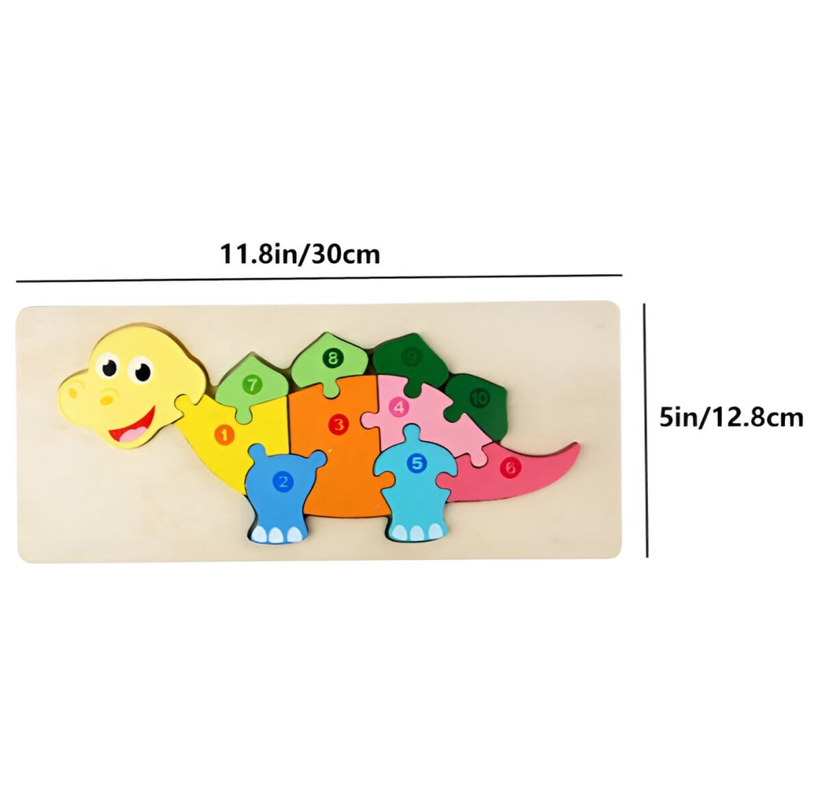 Puzzle numéroté en bois coloré avec motifs d'animaux pour tout-petits, jouets éducatifs d'apprentissage Jouets LBDM Dinosaure 