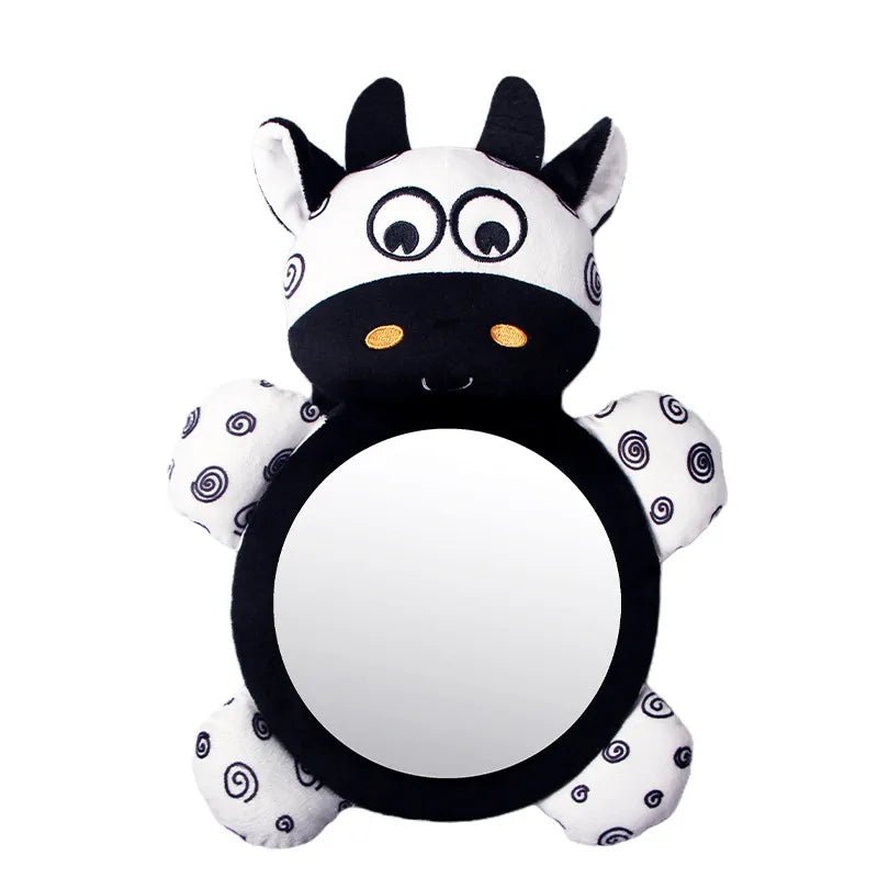 Baby Mirror Toys Multi-Function High Contrast Black and White Baby Toy Infant Soft Mirror Tummy Time Easy to Install Infant Toys LBDM cow 